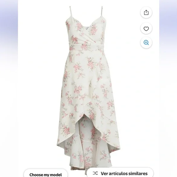 No Boundaries High Low Floral Dress in White and Pink - Picture 4 of 7
